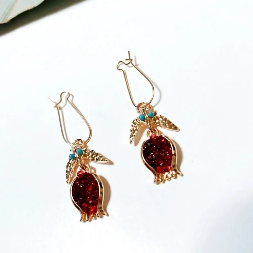 Pomegranate dangle earrings #55